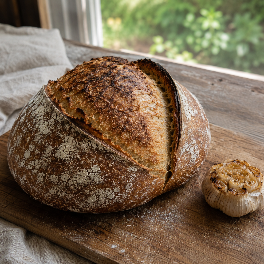 Roasted Garlic Sourdough Loaf